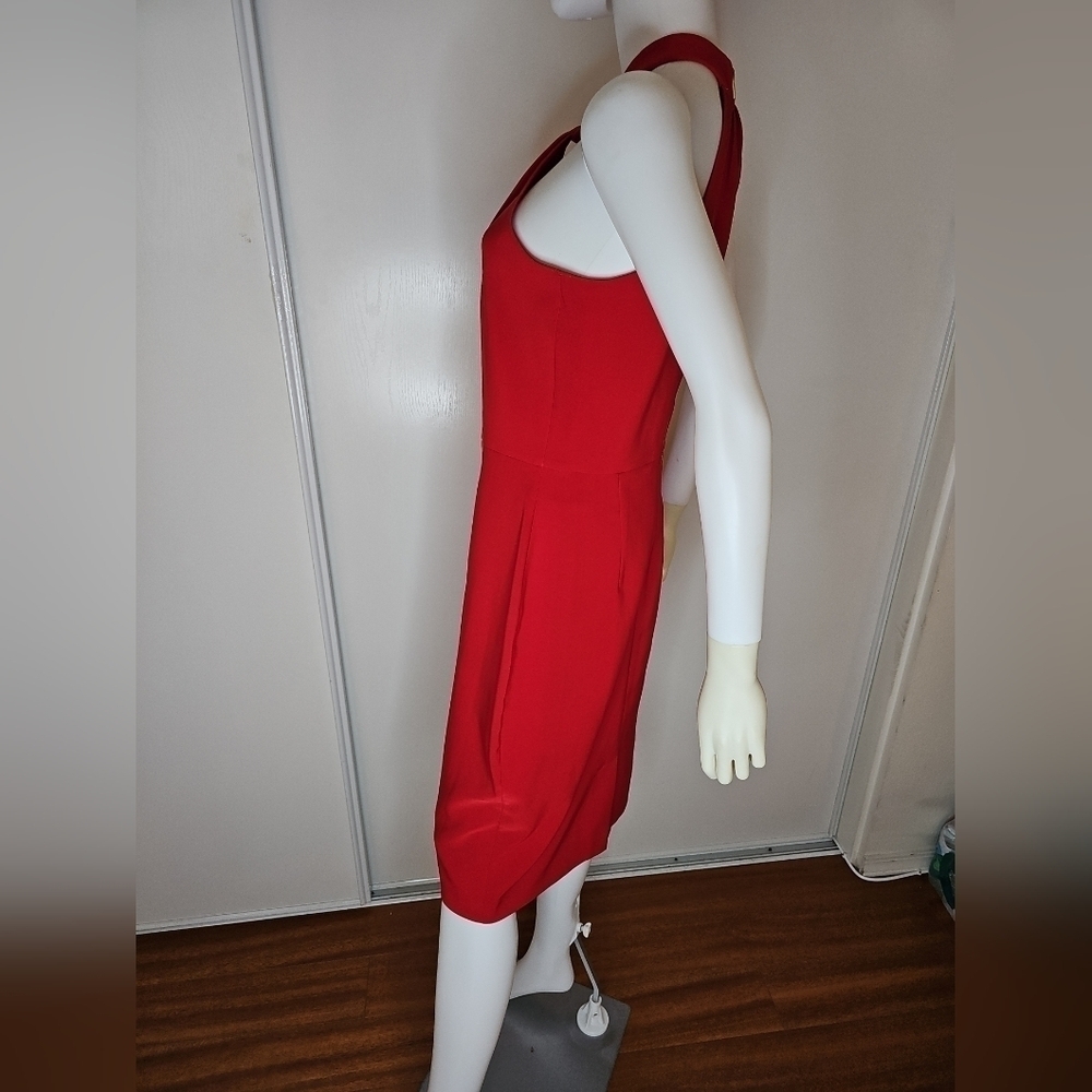 Women's Red Bodycon  Sleeveless Dress Knee Length Formal Cocktail Sz 8 - Picture 10 of 13